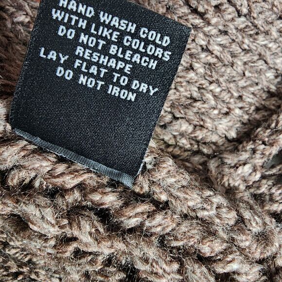 Notations Womens Sweater Cardigan Vest Size 1X Pom Poms Brown Knit Open Front - Picture 10 of 13
